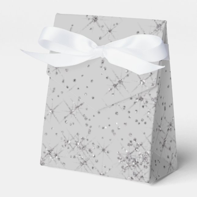 Silver Glitter Sparkles Favour Box (Front Side)