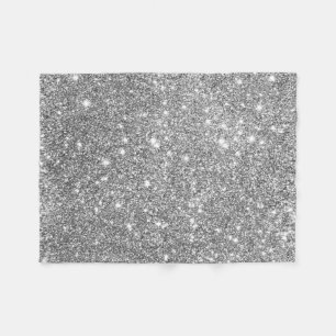 Silver Glitter Sparkles Fleece Blanket