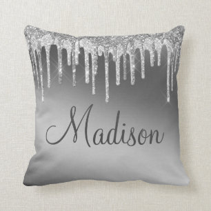 Silver Glitter Sparkles Girly Glam Elegant Chic Cushion
