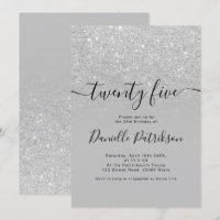 Silver glitter sparkles grey ombre twenty five