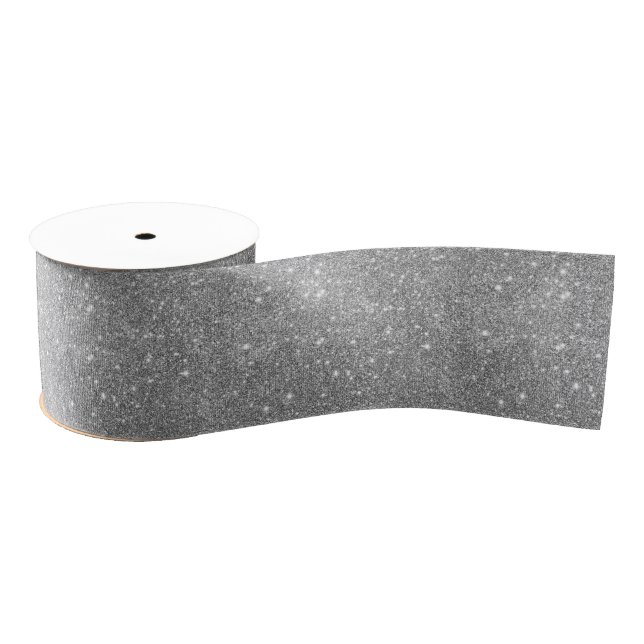 Silver Glitter Sparkles Grosgrain Ribbon (Spool)