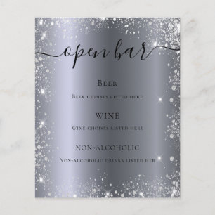 Silver glitter sparkles script bar menu