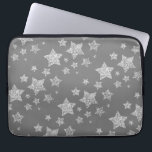 Silver glitter sparkles Stars pattern light gray Laptop Sleeve<br><div class="desc">Cool,  fun,  elegant and unique fashionable X-mas Christmas Winter New Year festive gift for her. 
Beautiful silver gray glitter sparkles stars pattern on customizable gray. Photo of sparkles glitter!</div>