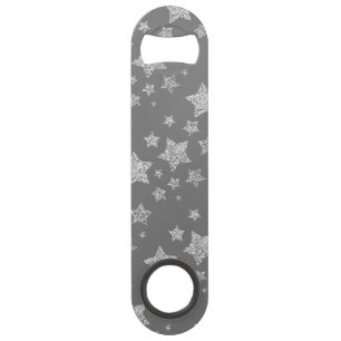 Silver glitter sparkles Stars pattern light grey
