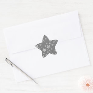 Silver glitter sparkles Stars pattern light grey Star Sticker