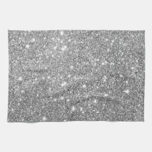 Silver Glitter Sparkles Tea Towel