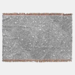 Silver Glitter Sparkles Throw Blanket