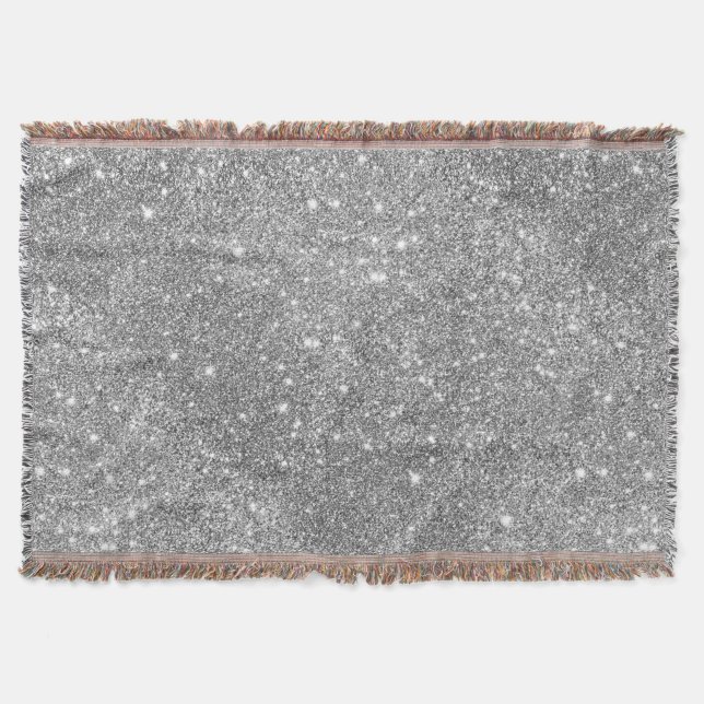 Silver Glitter Sparkles Throw Blanket (Front)