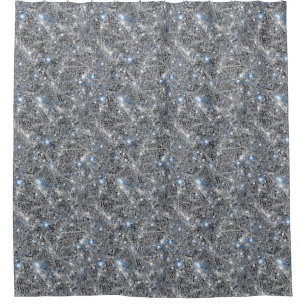 Silver Glitter Sparkles Wedding  Shower Curtain