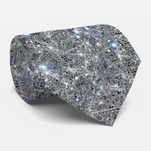 Silver Glitter Sparkles Wedding  Tie