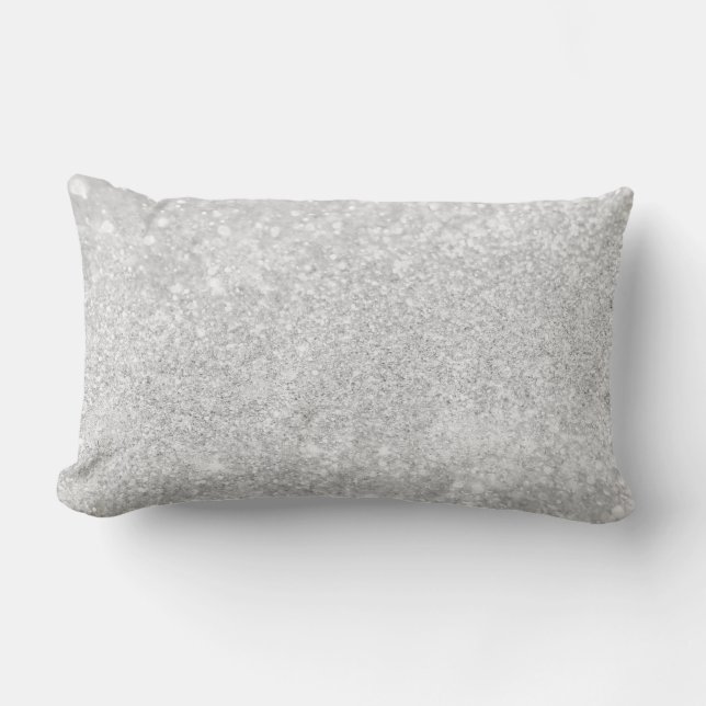 Silver Glitter Sparkley Lumbar Cushion (Front)