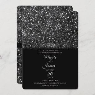 Silver Glitter Sparkling Lights Wedding Invitation