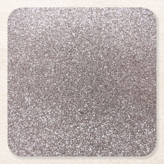 Silver glitter square paper coaster (Front)