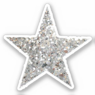 Silver Glitter Star Sticker