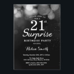 Silver Glitter Surprise 21st Birthday Invitation<br><div class="desc">Silver Glitter Surprise 21st Birthday Invitation Card. Adult Birthday. Silver Glitter Bokeh Background. 13th 15th 16th 18th 10th 21st 30th 40th 50th 60th 70th 80th 90th 100th. Any Age. For further customisation,  please click the "Customise it" button and use our design tool to modify this template.</div>