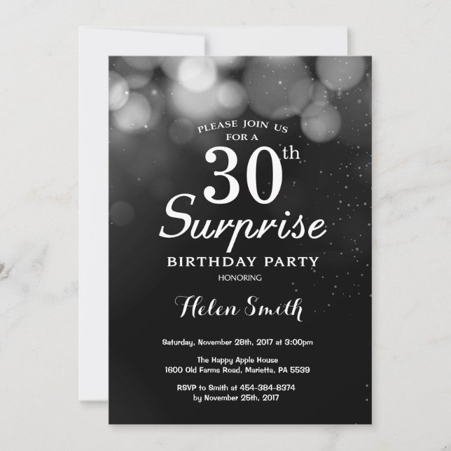 Silver Glitter Surprise 30th Birthday Invitation (Front)