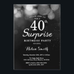 Silver Glitter Surprise 40th Birthday Invitation<br><div class="desc">Silver Glitter Surprise 40th Birthday Invitation Card. Adult Birthday. Silver Glitter Bokeh Background. 13th 15th 16th 18th 10th 21st 30th 40th 50th 60th 70th 80th 90th 100th. Any Age. For further customisation,  please click the "Customise it" button and use our design tool to modify this template.</div>