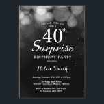 Silver Glitter Surprise 40th Birthday Invitation<br><div class="desc">Silver Glitter Surprise 40th Birthday Invitation Card. Adult Birthday. Silver Glitter Bokeh Background. 13th 15th 16th 18th 10th 21st 30th 40th 50th 60th 70th 80th 90th 100th. Any Age. For further customisation,  please click the "Customise it" button and use our design tool to modify this template.</div>