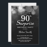 Silver Glitter Surprise 90th Birthday Invitation<br><div class="desc">Silver Glitter Surprise 90th Birthday Invitation Card. Adult Birthday. Silver Glitter Bokeh Background. 13th 15th 16th 18th 10th 21st 30th 40th 50th 60th 70th 80th 90th 100th. Any Age. For further customisation,  please click the "Customise it" button and use our design tool to modify this template.</div>