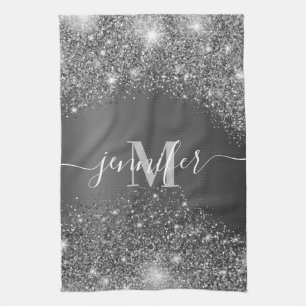 Silver Glitter Tea Towel