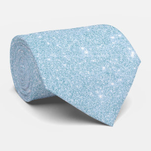 Silver Glitter Texture Blue Sparkling Shiny Tie