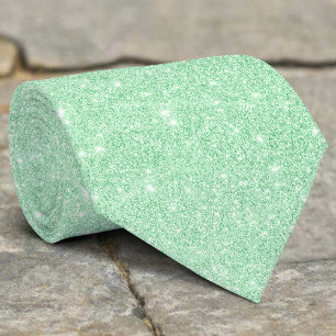 Silver Glitter Texture Green Sparkling Shiny Tie