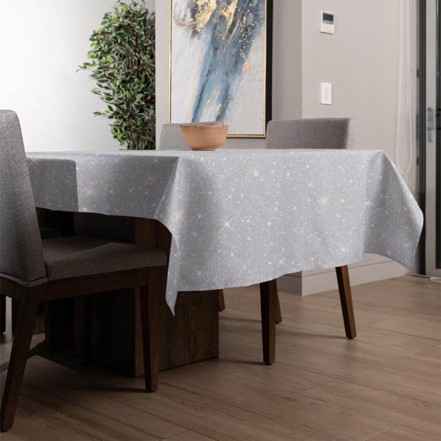 Silver Glitter Texture White Sparkling Diamond Tablecloth (Creator Uploaded)