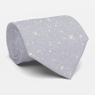 Silver Glitter Texture White Sparkling Diamond Tie