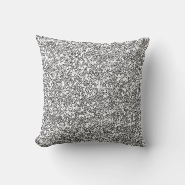 Silver Glitter Throw Pillow (Front)