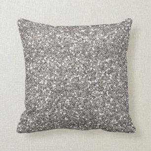 Silver Glitter Throw Pillow