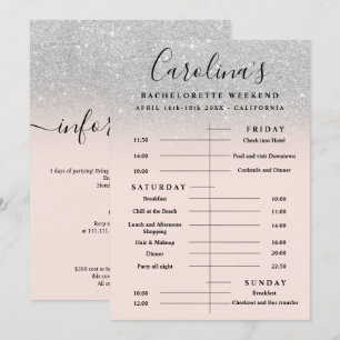 Silver glitter time line bachelorette weekend invitation