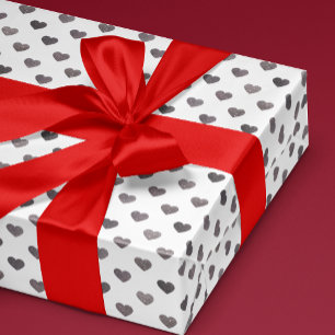 Silver Glitter Tiny Heart Patterned Wrapping Paper