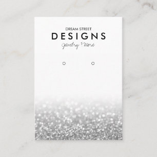 Silver Glitter Trendy Earring Display Card