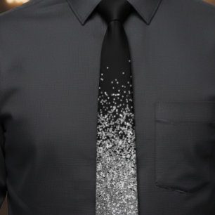 Silver Glitter Trendy Ombre Fading Tie
