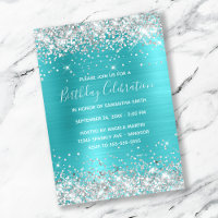 Silver Glitter Turquoise Blue Foil Birthday