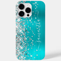 Silver Glitter Turquoise Blue Girly Signature
