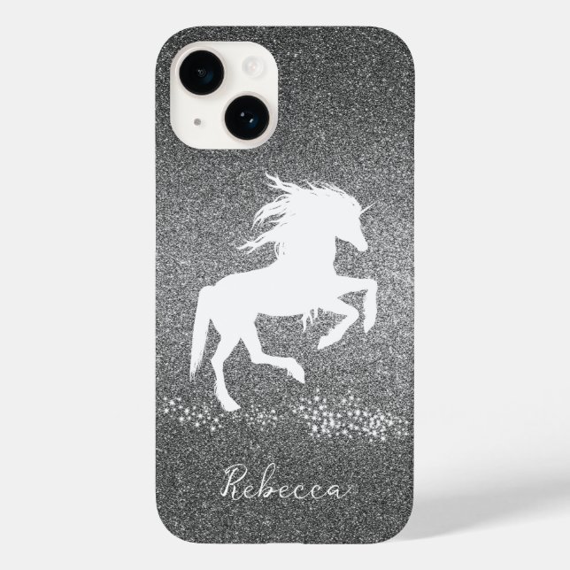 Silver Glitter Unicorn Case-Mate iPhone Case (Back)