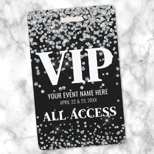 Silver Glitter VIP Event ID Badge
