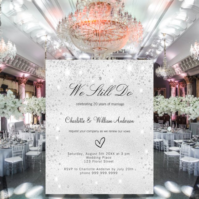 Silver glitter vow budget renewal invitation flyer (Creator Uploaded)