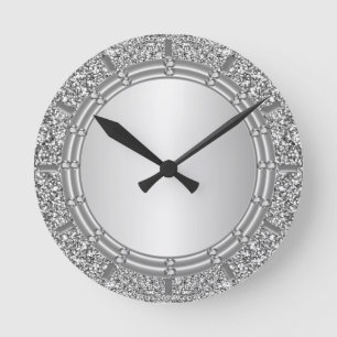 Silver Glitter Wall Clock