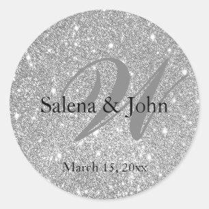 Silver Glitter Wedding Envelope Seal
