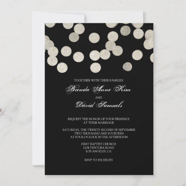 Silver Glitter Wedding Invitation (Front)
