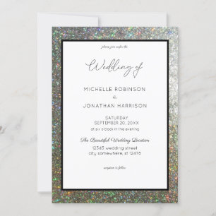 Silver Glitter Wedding Invitation
