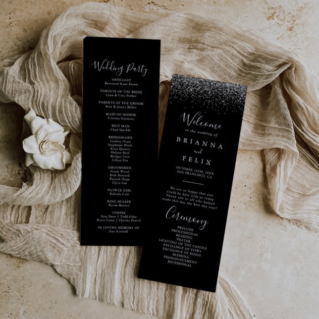 Silver Glitter Wedding Program (Creator Uploaded)