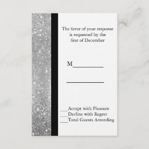 Silver Glitter Wedding RSVP Card