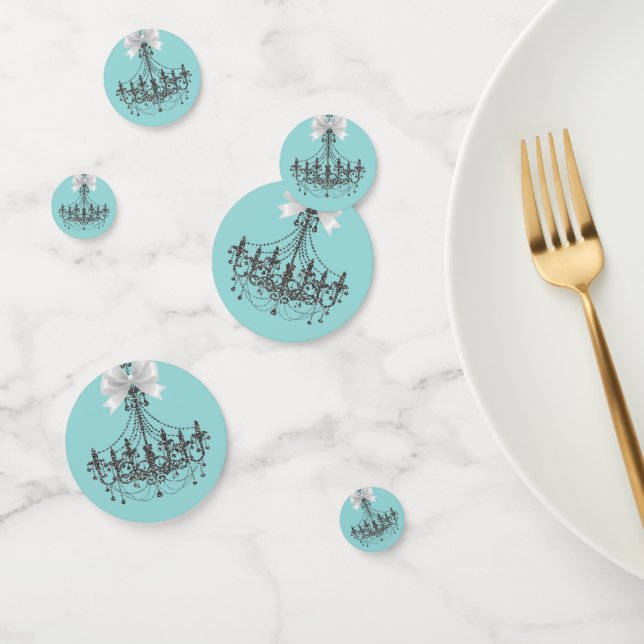 Silver Glitter & White bow Chandelier Glam Party Confetti (Group)