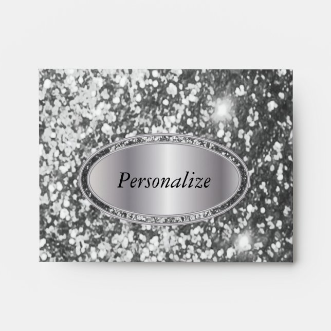 Silver Glitter with Silver Name Plate Envelopes (Front)