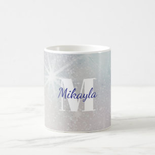 Silver Glitter with Stars Coffee Mug