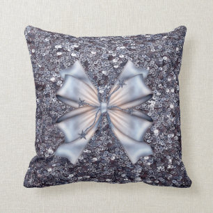 Silver Glitters and Bow Cushion