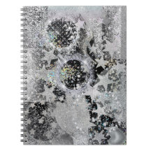 Silver Glittery Design on Spiral Notebook/Journal 